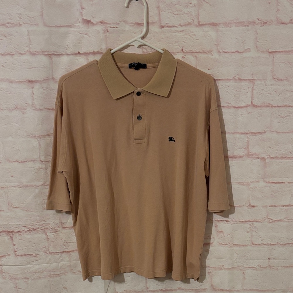 Burberry Tan Polo Shirt with Contrasting Collar